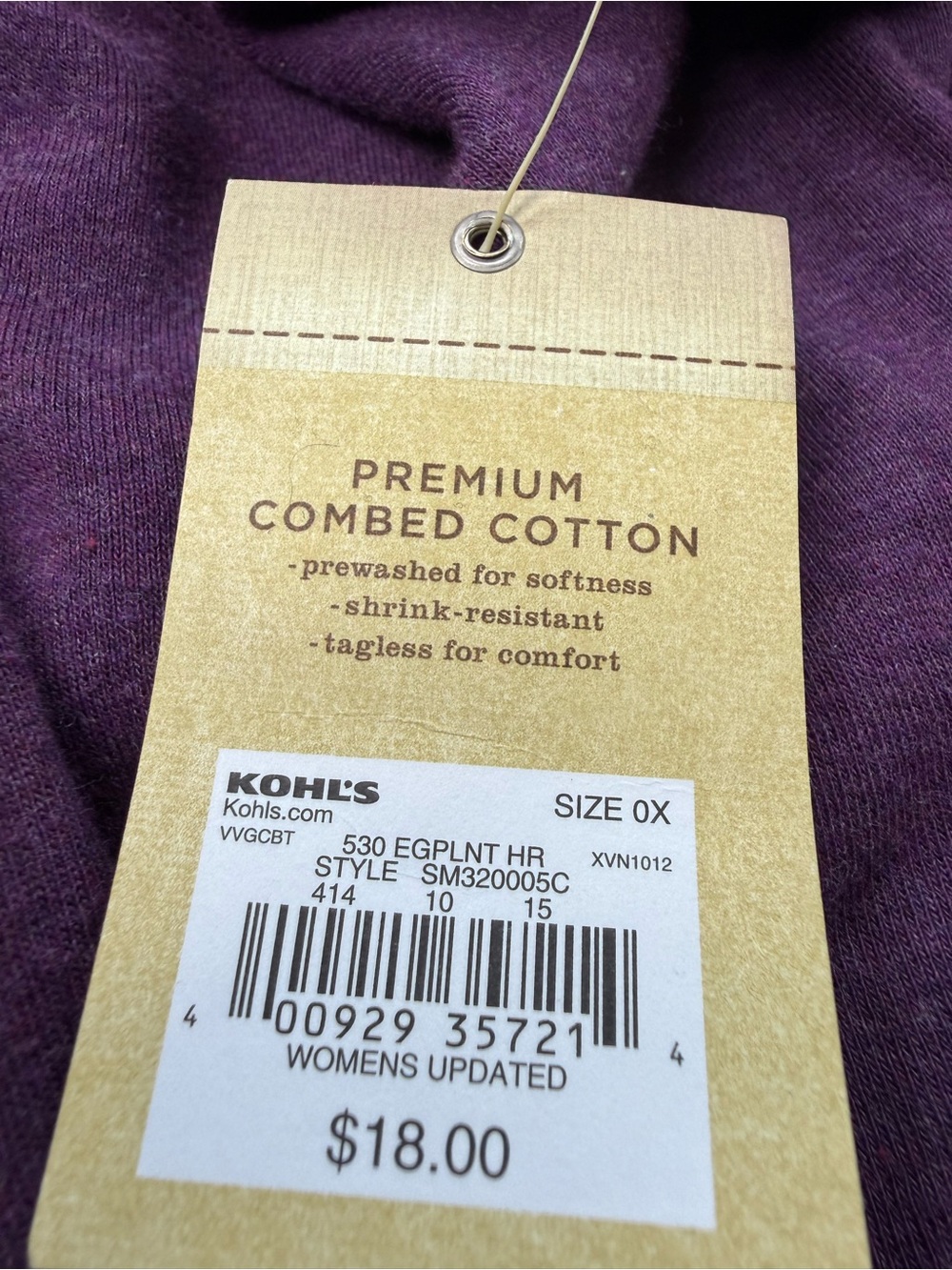 NWT Eggplant Heather Gold Turquoise Graphic Tee Top Long Sleeve Women's Plus 0X - Picture 4 of 9